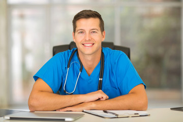 male medical nurse with stethoscope