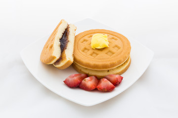 Waffle on White Background / Isolated Waffle for Coffee Break