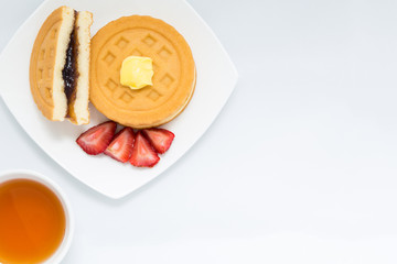 Waffle on White Background / Isolated Waffle for Tea Break