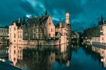 Naklejka premium Tower Belfort from Rozenhoedkaai in Bruges