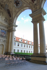 Fototapeta na wymiar Valdstejnska Garden and Prague Castle, Prague, Czech Republic