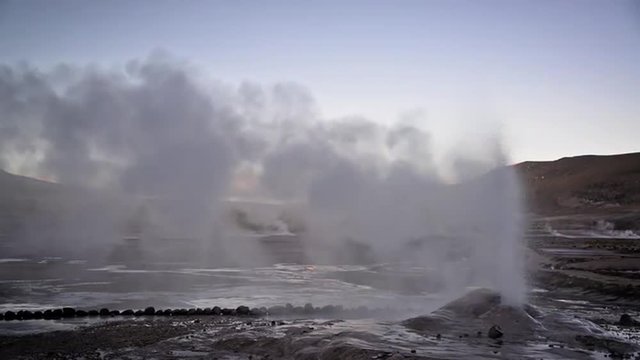 Geyser letting off steam in the El Tatio geyser field in northern Chile