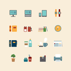 vector web flat icons set - business office tools collection of