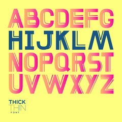 THICK THIN font
26 English alphabets created as a font with thick and thin line in simply style.