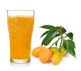  Marian plum  juice and fruit isolation white background