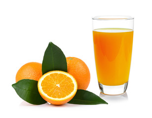Orange juice and orange isolated on white background