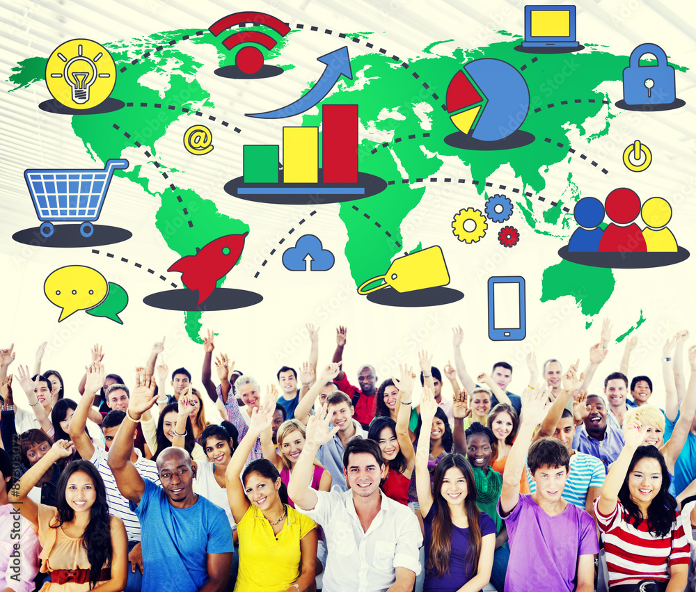 Poster global community communication togetherness unity variation concept