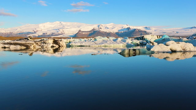 Big Icebergs Drifting and Melting in Glacier Lagoon, Iceland.