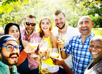 Diverse People Luncheon Outdoors Food Concept