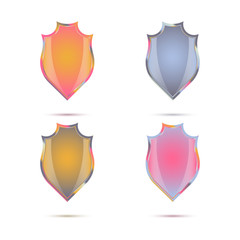 A set of decorative colored shields in vintage style for your design