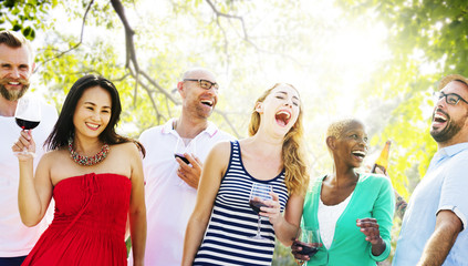 Diverse People Friends Hanging Out Drinking Concept