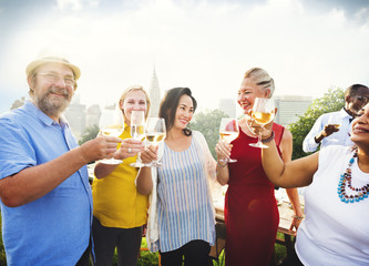 Diverse People Friends Hanging Out Drinking Concept