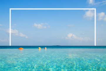 Fototapeta na wymiar Infinity Pool in Maldives Relaxation Holiday Concept