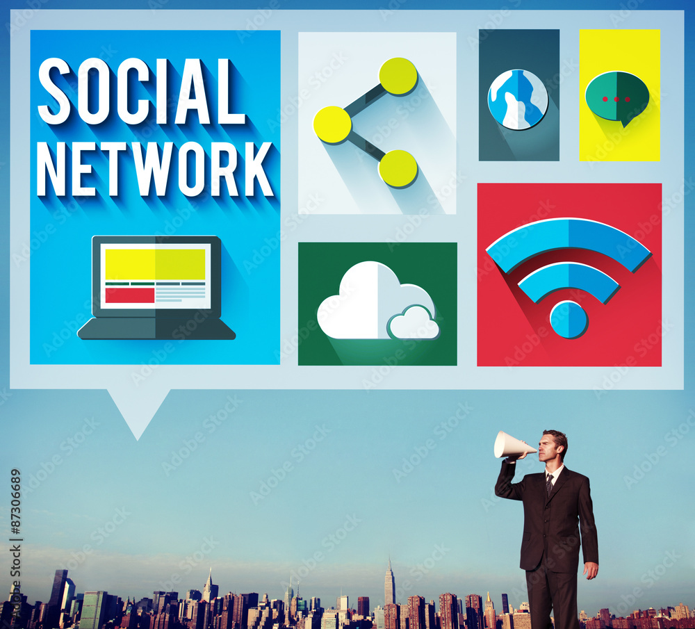 Poster social network global communications networking concept