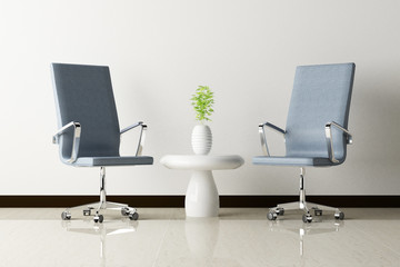 office chair and white table in the room