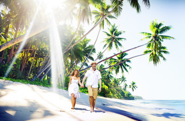 Honeymoon Couple Summer Beach Dating Concept