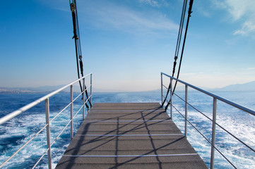 journey on the ship stern view