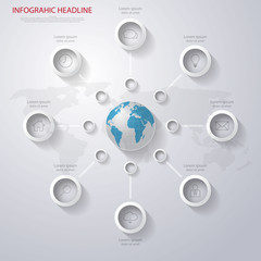 Abstract 3D digital illustration Infographic with world map.Can