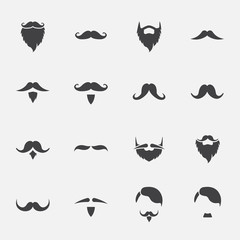 Mustache And Beard Icons Set