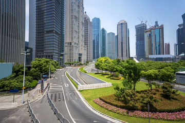 Modern buildings and urban road in city