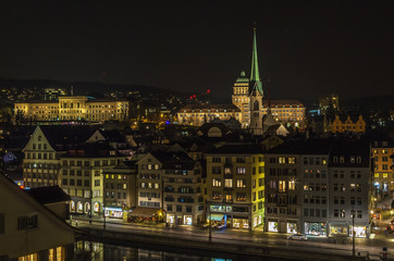 Obraz premium view of Zurich in evening, Switzerland