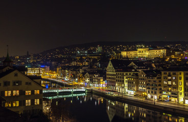 Fototapeta na wymiar view of Zurich in evening, Switzerland