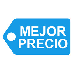 Icono etiqueta texto MEJOR PRECIO azul