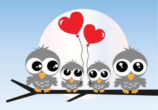 a sweet little grey owl family