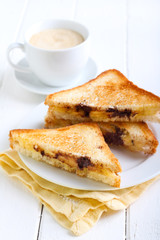 Banana and chocolate grilled sandwiches