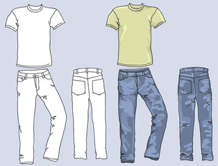 Man's jeans and t-shirts