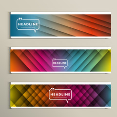 lines on a colored background. Set vector banners