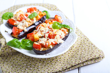 Aubergine and tomato melts