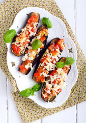 Aubergine and tomato melts