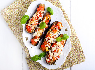 Aubergine and tomato melts