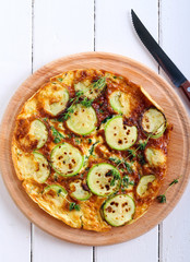 Courgette, spinach omelet with rosemary