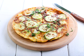 Courgette, spinach omelet