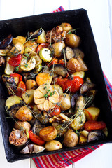 Baked vegetables with rosemary