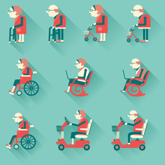 Medical hospital disabled equipments.Vector icons