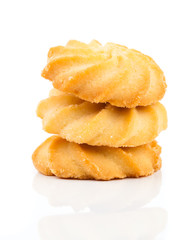 Butter cookies isolated on white background