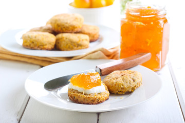 Carrot and rosemary scones