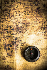 Fototapeta na wymiar old map with compass