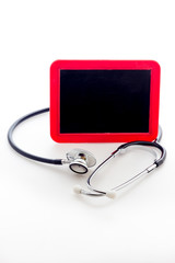 Stethoscope with red blackboard