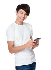 Fototapeta premium Asian man use of the mobile phone