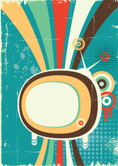 Abstract retro television.Vector poster on old background