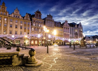 Fototapeta premium Wrocław nocą, Polska