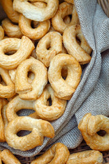 Bread sticks with olive oil Tarallini from Apulia, Italy