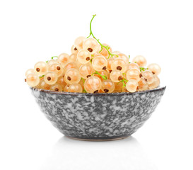 white currant in a bowl, on a white background.
