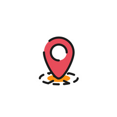 Color line icon for flat design. Map tag