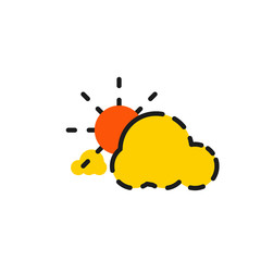 Color line icon for flat design. Clouds and sun
