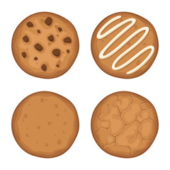 Vector set of four round cookies isolated on a white background.